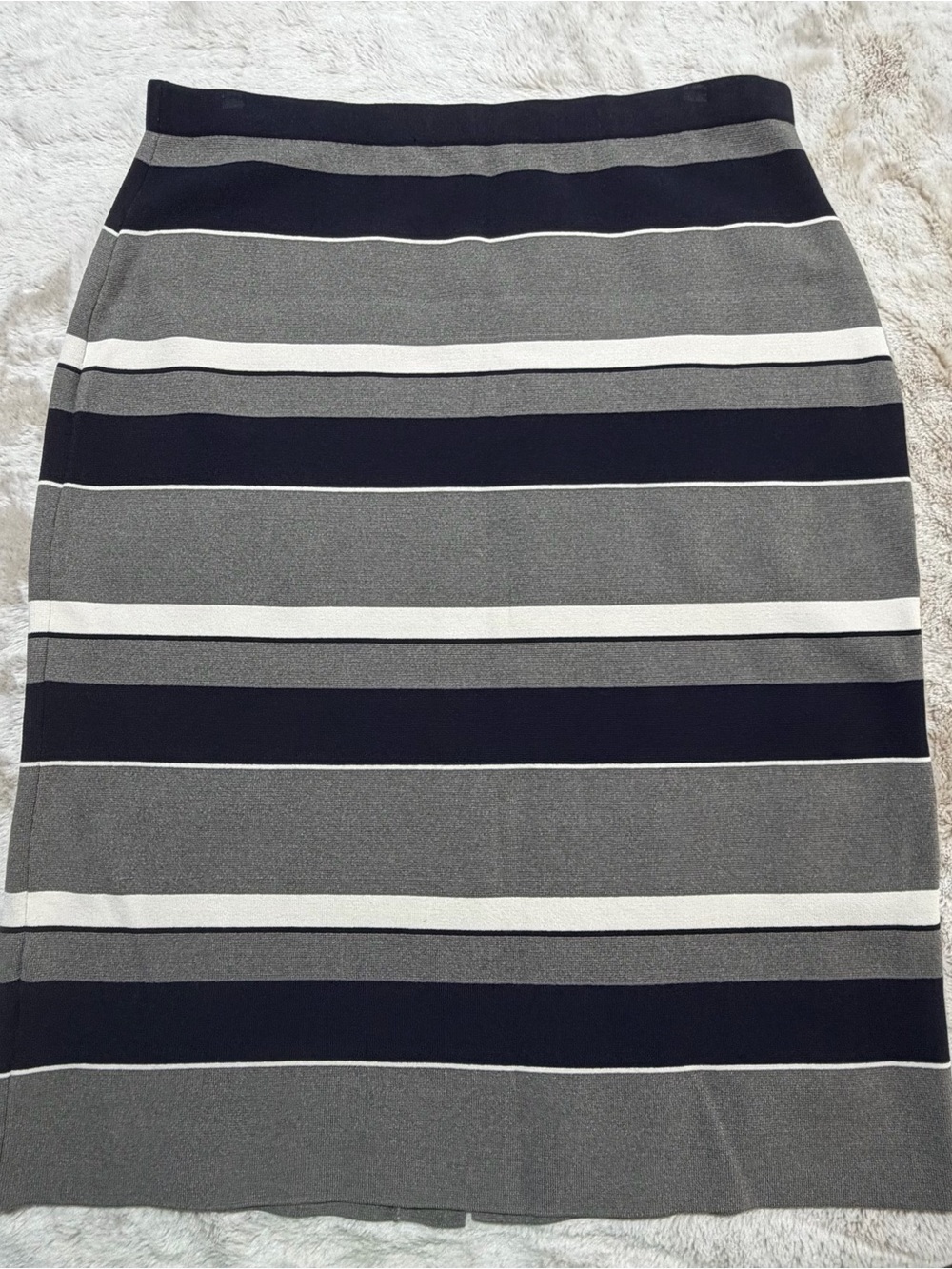 Ann Taylor Navy, Gray & White Striped Pencil Skirt 14